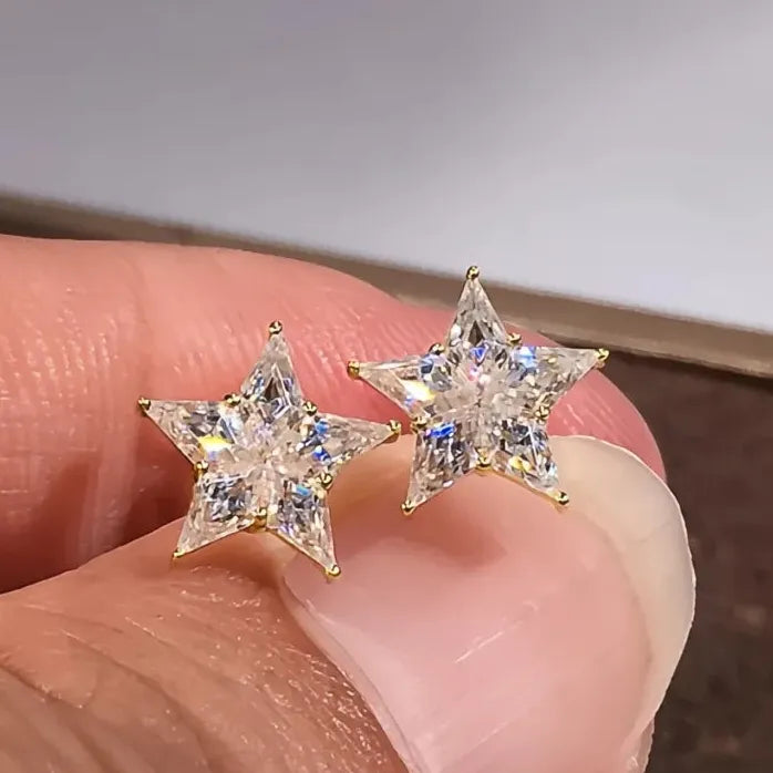 Star Women Stud Earrings Copper CZ Jewelry Fashion Party Wedding Gift