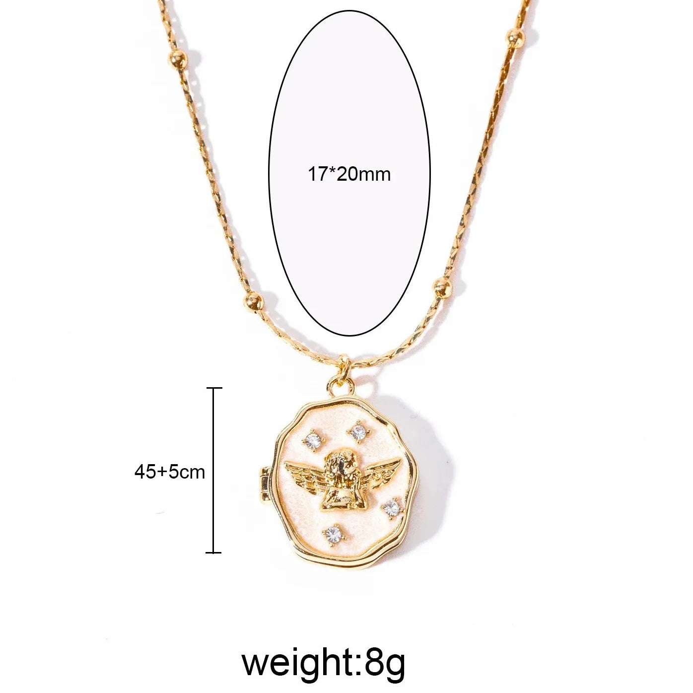 18K Gold Plated Kpop Angel Photo Frame Pendant Necklace Women Zircon Choker
