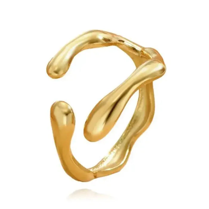 2024 Trendy Stainless Steel Irregular Opening Geometric Ring for Women