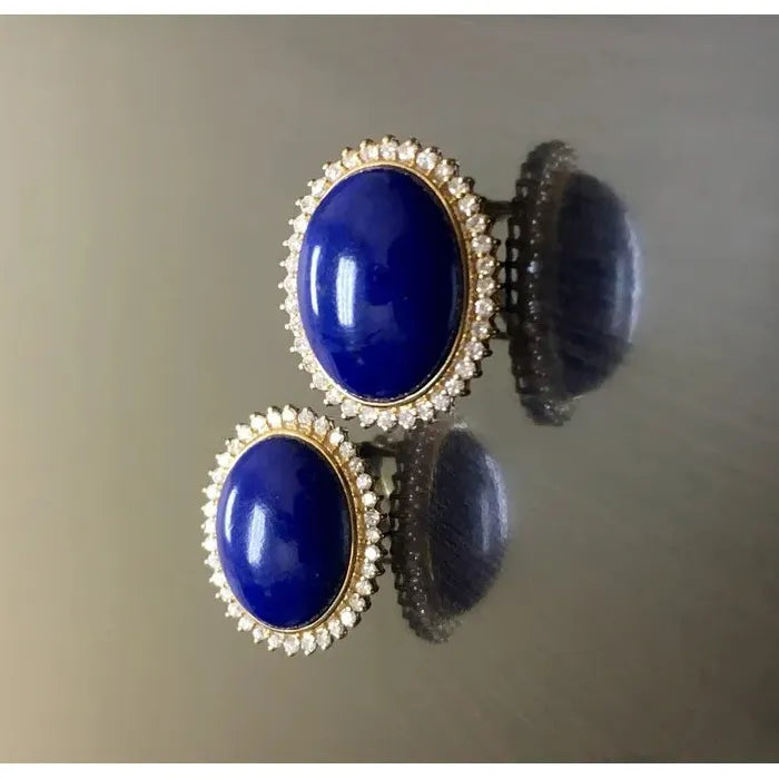 Blue Gemstone Drop Earrings Gold Metal French Court Style Women's Jewelry Gift