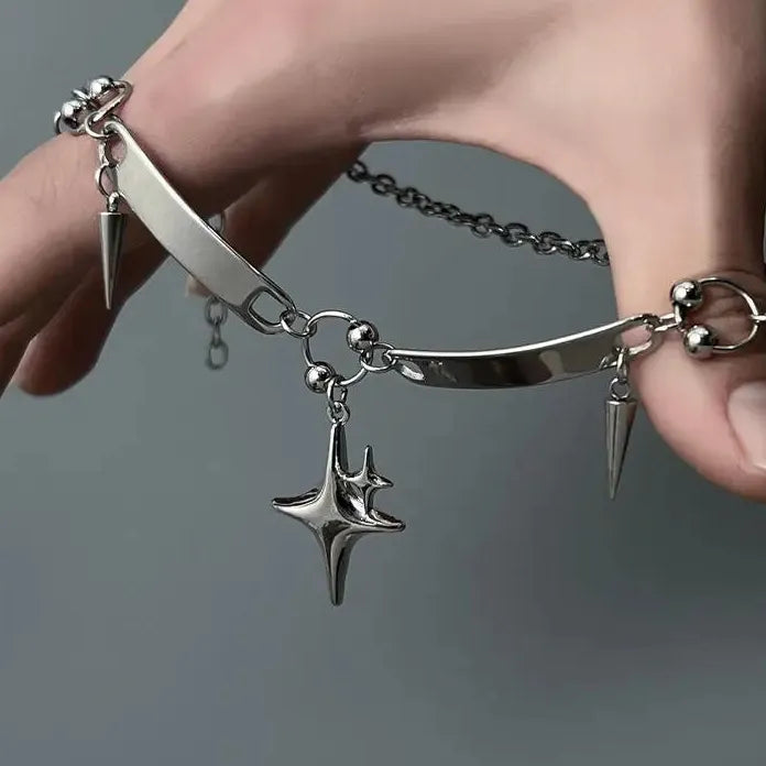 Hiphop Punk Star Pendant Necklace Men Women Gothic Y2K Rock Jewelry