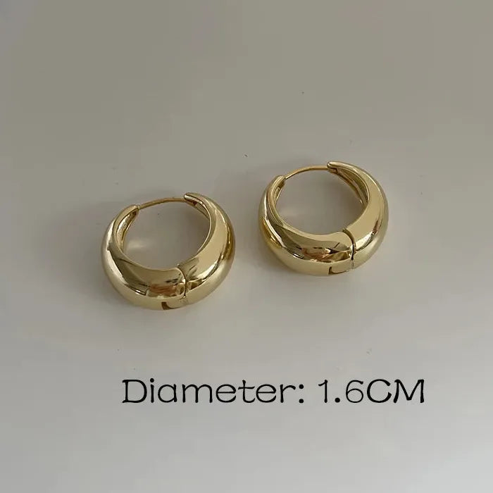 Copper Thick Geometric Hoop Earrings for Women Small Huggie 10/14/16MM