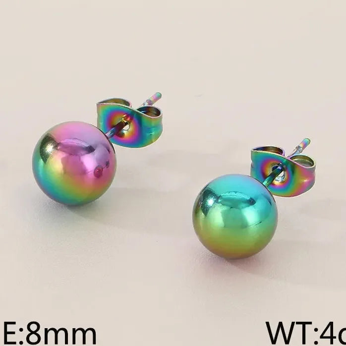 Gold Stainless Steel Hollow Ball Stud Earrings for Women Wedding Jewelry