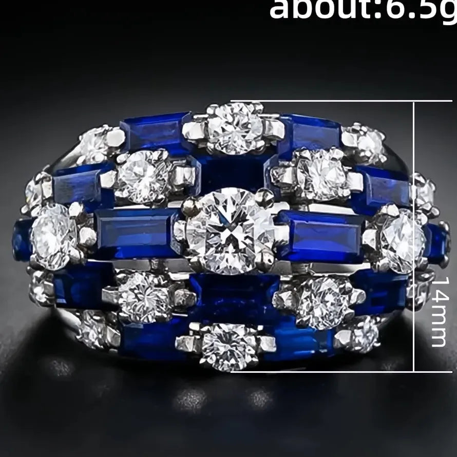 Women Geometric CZ Ring Brass Fashion Party Jewelry Shining Cocktail Ring
