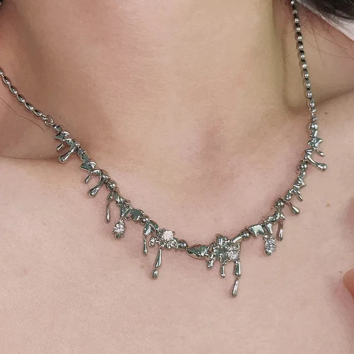 Silver Tassel Small Bells Necklace Choker for Women Men Punk Jewelry