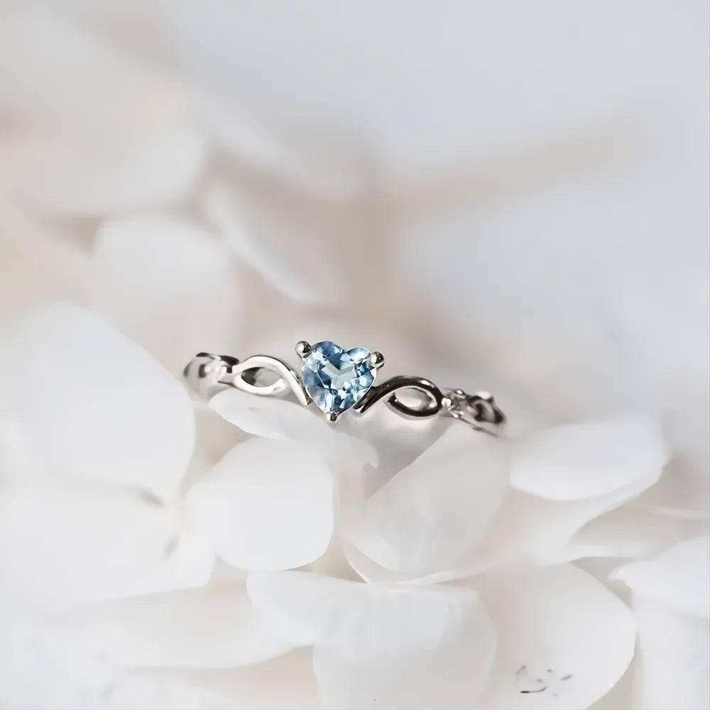 Cute Heart Cubic Zirconia Ring for Women, Creative Design, Daily Wear Jewelry Accessory