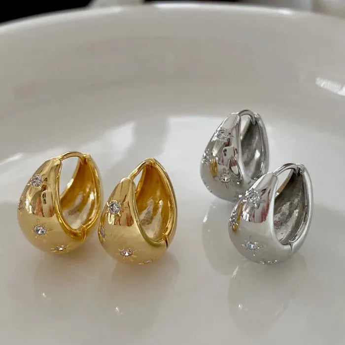Stainless Steel Star Drop Hoop Earrings Chunky Punk Y2K Jewelry for Women