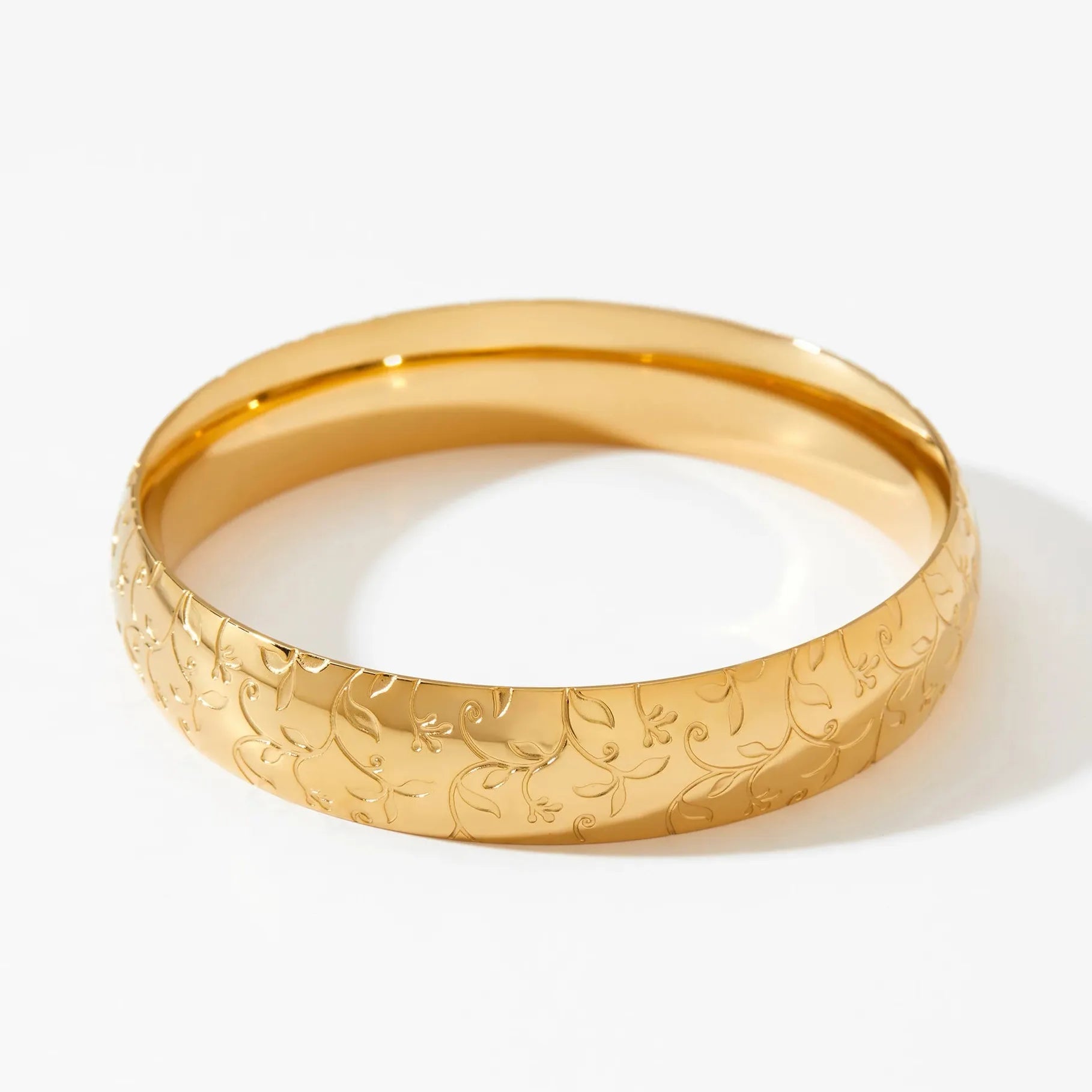 18K Gold Plated Stainless Steel Geometric Bangle Bracelet for Women Girls Jewelry