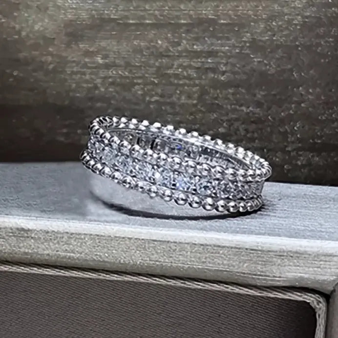Geometric Pave CZ Rings Silver Gold Wedding Engagement Anniversary Gift