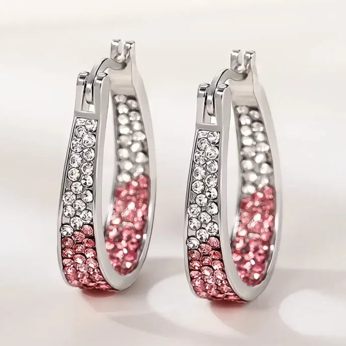 Colorful Cubic Zirconia Geometric Hoop Earrings for Women Copper Alloy Bridal Jewelry