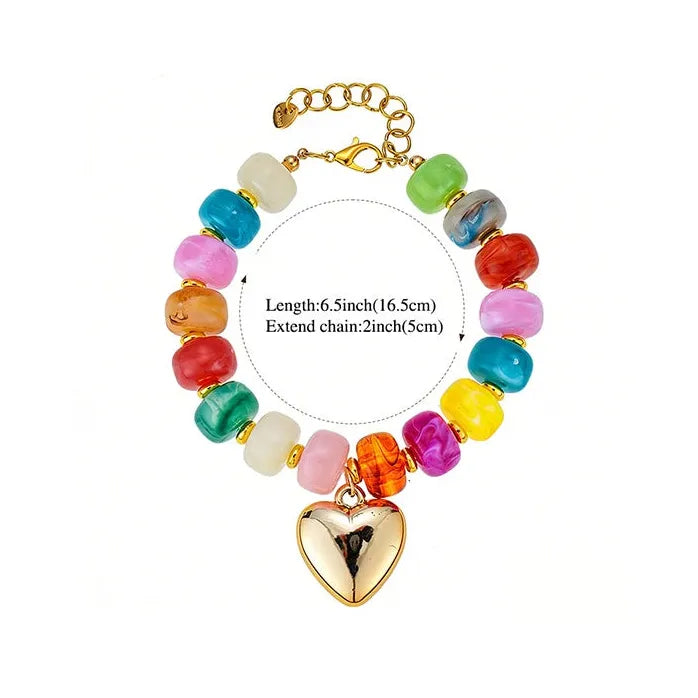 Handmade Beaded Bracelet for Women Boho Chunky Summer Jewelry Charm