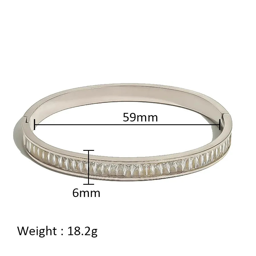 Waterproof Stainless Steel Multicolor Crystal Zirconia CZ Bangle Bracelet Women