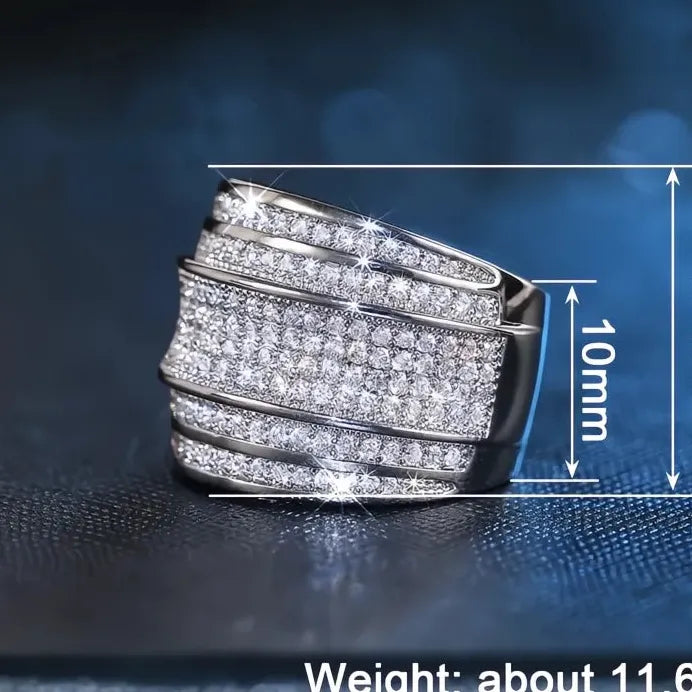 Luxury Women’s Geometric Cocktail Ring with Sparkling Cubic Zirconia