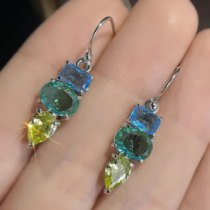 Sparkling Crystal Water Droplet Bohemian Zinc Alloy Earrings for Women
