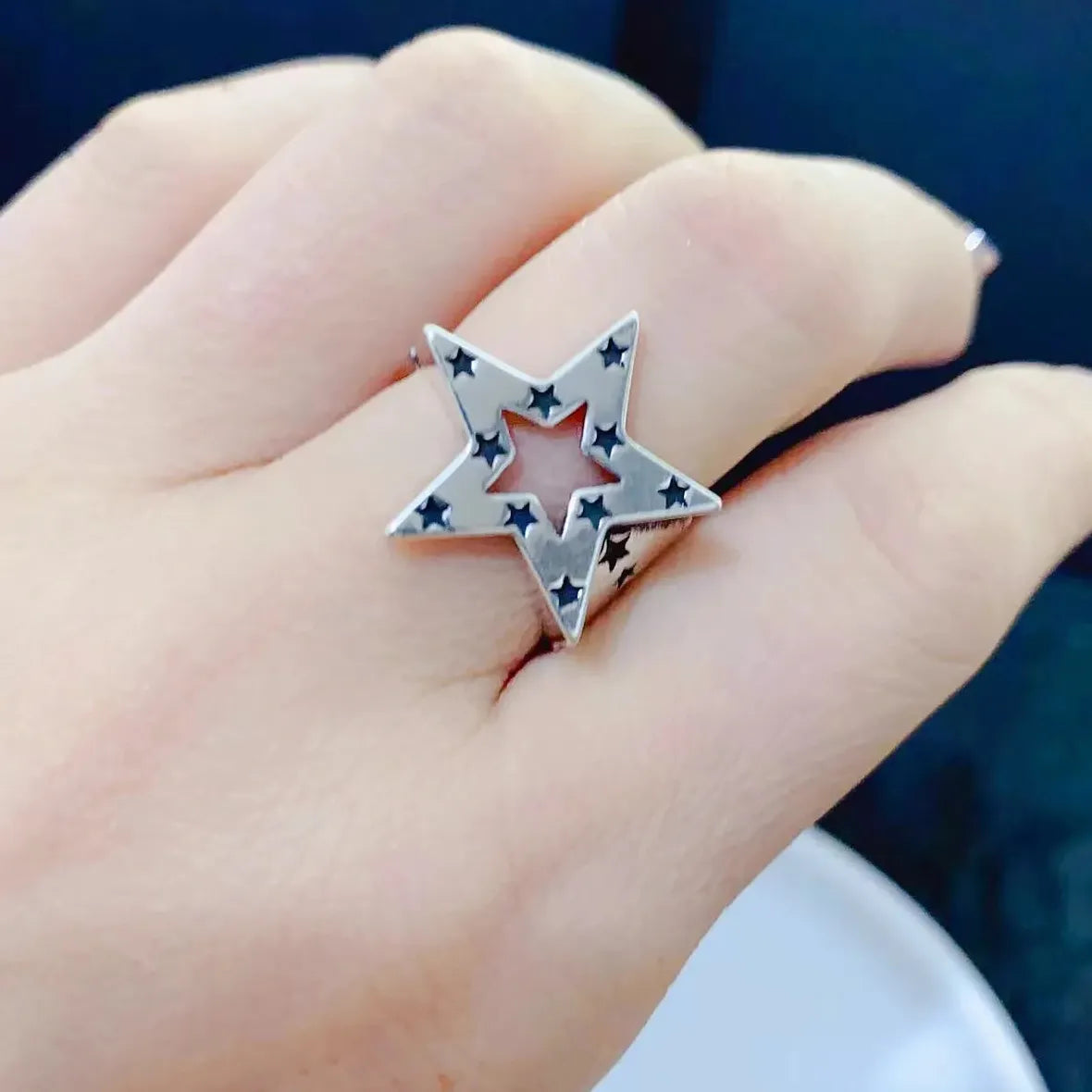 2024 Gothic Star Cocktail Ring Unisex Punk Cross Jewelry Gift