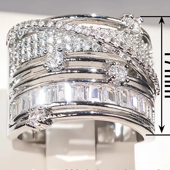 Hollow Out Multilayer Women’s CZ Ring Brass Geometric Luxury Party Jewelry