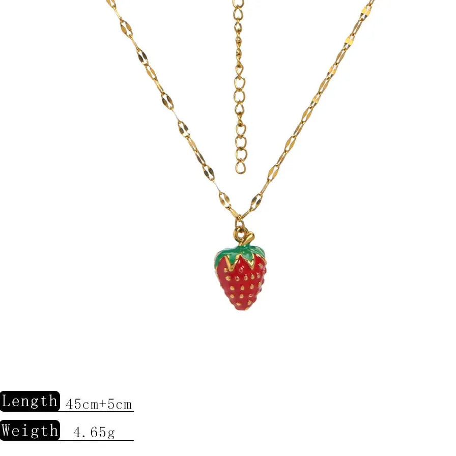 18k Gold Plated Stainless Steel Fruit Pendant Necklace Red Pepper Cherry Choker Necklace