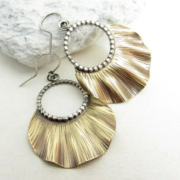 Metal Half Round Ethnic Bohemian Drop Earrings for Women Zinc Alloy Jewelry