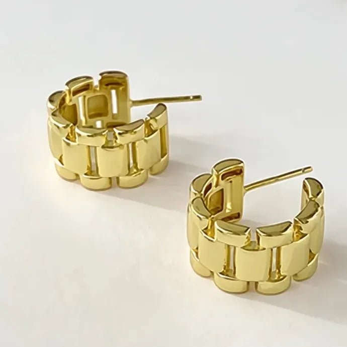 Geometric Metal Hoop Earrings for Women Brass Fashion Jewelry Daily Wear