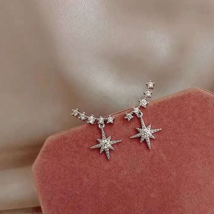 Y2K Geometric Drop Rhinestone Stud Earrings for Women Zinc Alloy Jewelry
