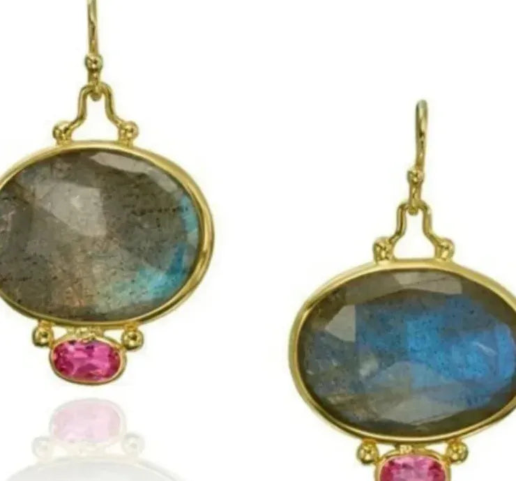Gold Geometric Natural Stone Drop Earrings Zinc Alloy Bridal Wedding Jewelry Gifts