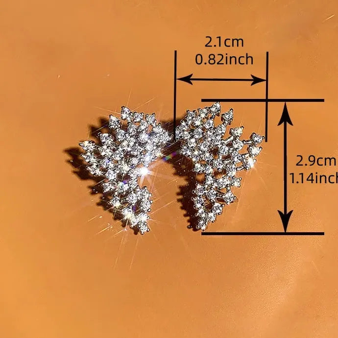 Women's Copper Cubic Zirconia Stud Earrings Sparkling Party Jewelry