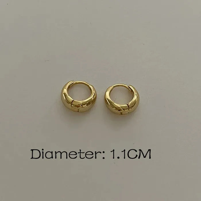Copper Thick Geometric Hoop Earrings for Women Small Huggie 10/14/16MM
