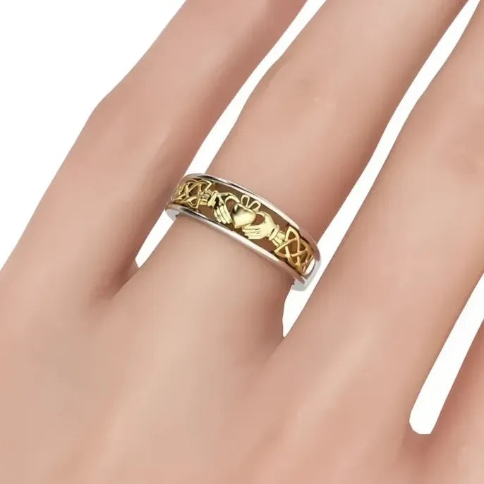 Two-Tone Brass Geometric Rings for Women – Wedding & Party Jewelry