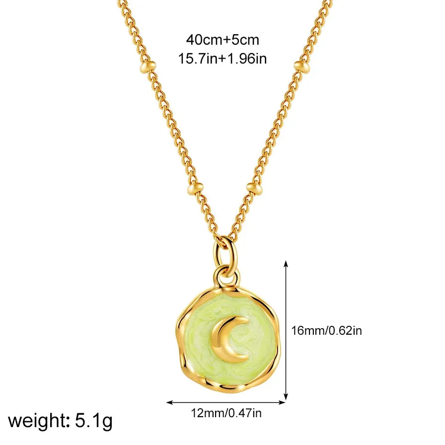 Stainless Steel Geometric Pendant Necklace Star Cross Heart Moon Choker Women Jewelry