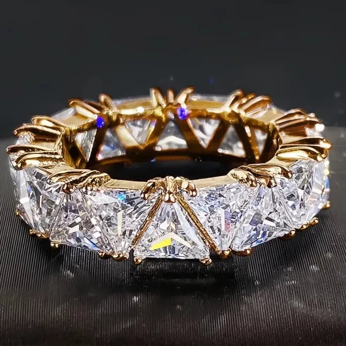 Luxury Wedding Band Promise Rings for Women Triangle Cubic Zirconia Brass Trendy Jewelry
