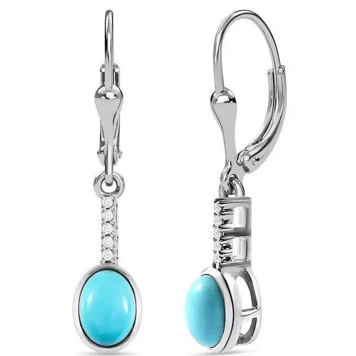 Vintage Bohemian Geometric Blue Stone Drop Earrings for Women Zinc Alloy Jewelry
