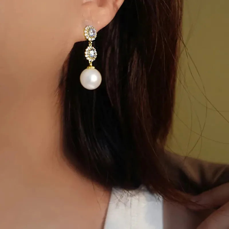 Delicate Imitation Pearl Drop Earrings Wedding Bride Accessories Elegant Jewelry