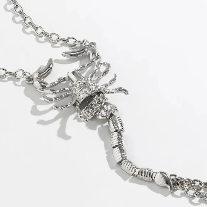 Punk Zinc Alloy Rhinestone Scorpion Belly Chain Necklace for Women