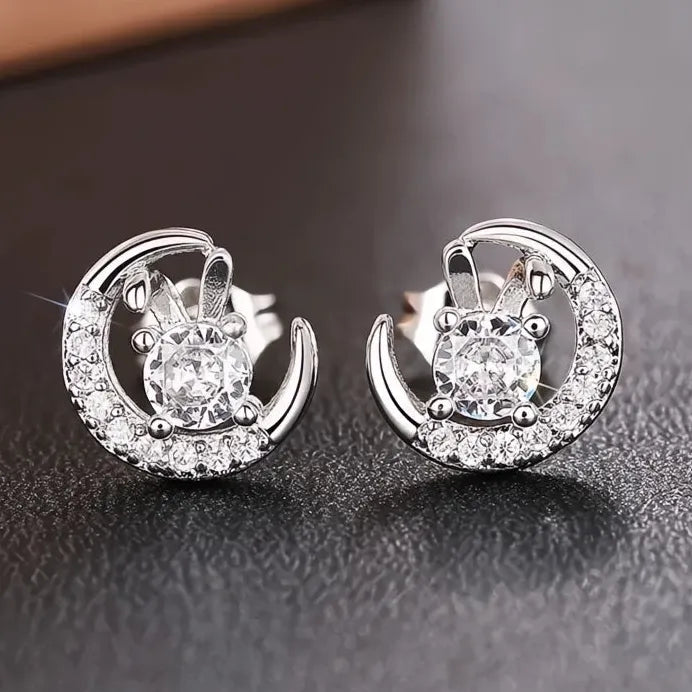 Geometric Cubic Zirconia Stud Earrings for Women Sparkling Party Jewelry