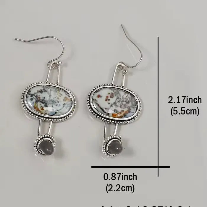 Vintage Water Drop Pendant Earrings Zinc Alloy Round Metal Ladies Jewelry