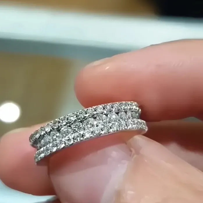 Full Bling Iced Out Round Zirconia Wedding Band Ring for Women