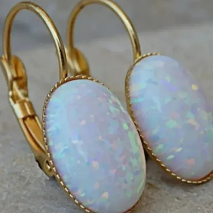 Gold Hoop Earrings White Gemstone Drop Earrings Women's Luxury Wedding Jewelry Gifts