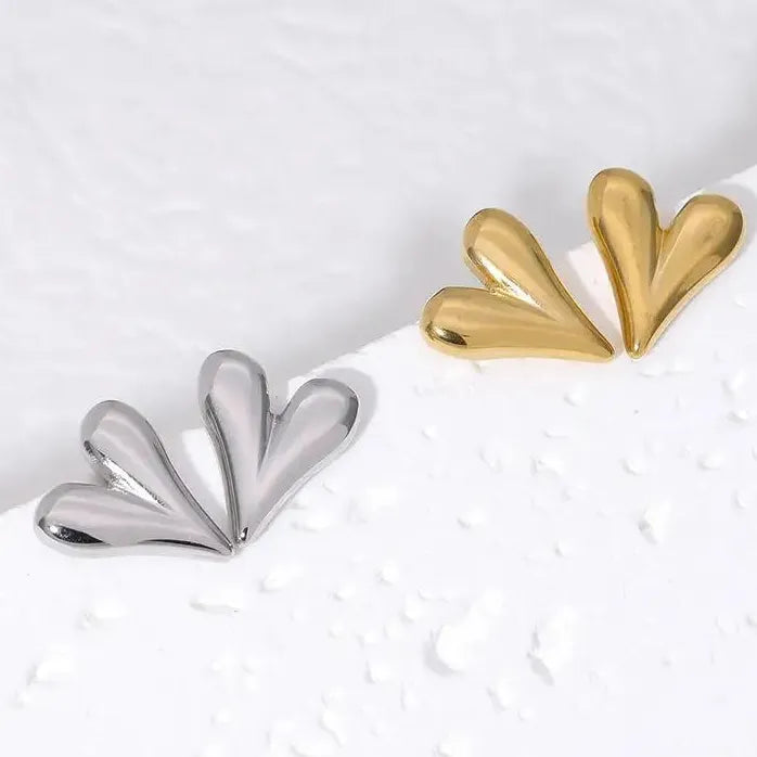 Gold Stainless Steel Heart Huggie Hoop Earrings Tarnish Resistant Jewelry for Women