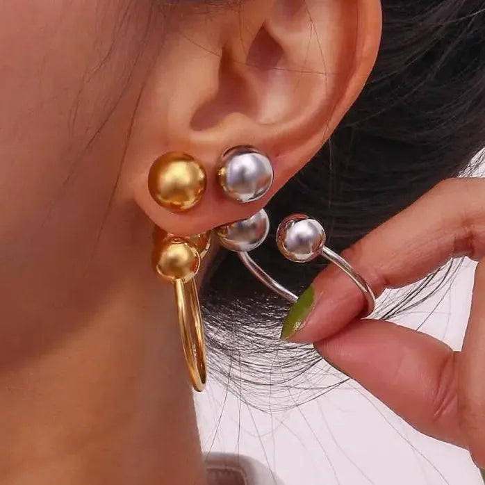 Trendy Smooth Ball Pendant Drop Earrings for Women Creative Y2K Design