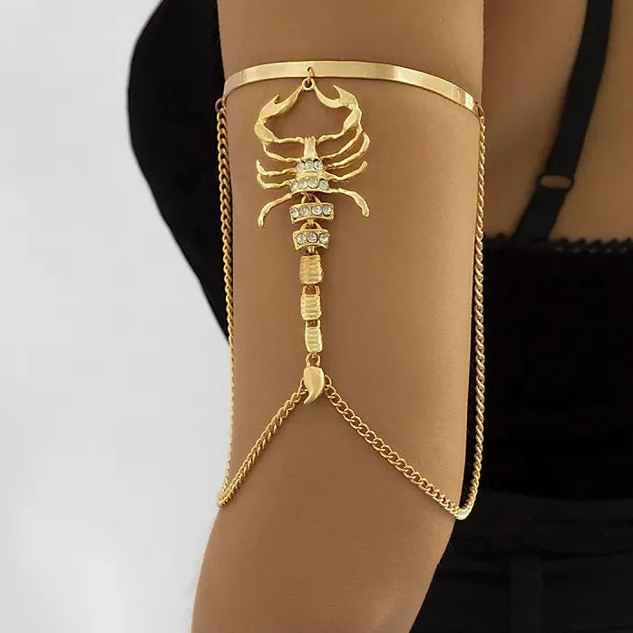 Vintage Punk Gothic Scorpion Chain Ring and Bracelet Set Jewelry for Women Men