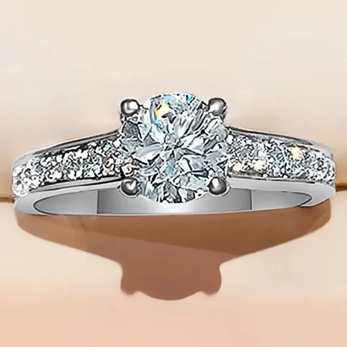 Women's Geometric Wedding Ring with AAA Cubic Zirconia Stones