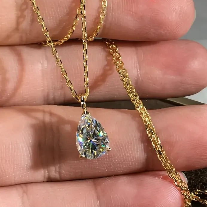 Luxury Waterdrop Cubic Zirconia Pendant Necklace for Women Wedding Party