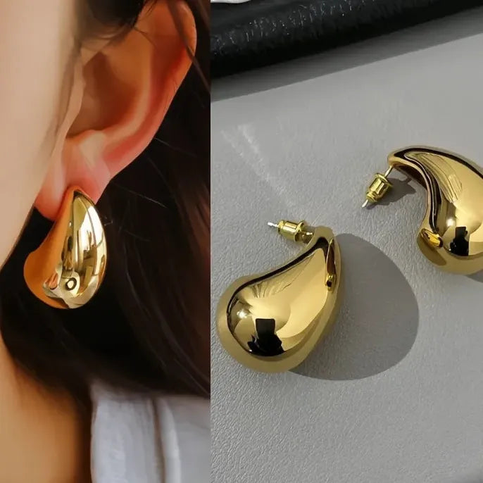 Water Drop Earrings for Women Brass Metal Gold Color Silver Plated Gift