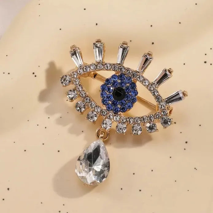 Luxury Sparkling Devil Eyes Brooch Pin for Women Men Classic Style