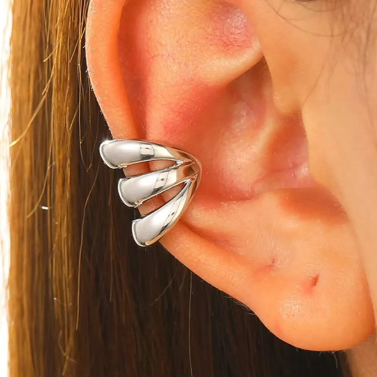 Vintage Asymmetry Round Cartilage Fake Piercing Copper Ear Clips Women Jewelry