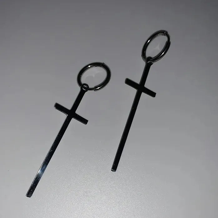 2024 Extra-Long Copper Alloy Cross Earrings Religious Unisex Jewelry Gift