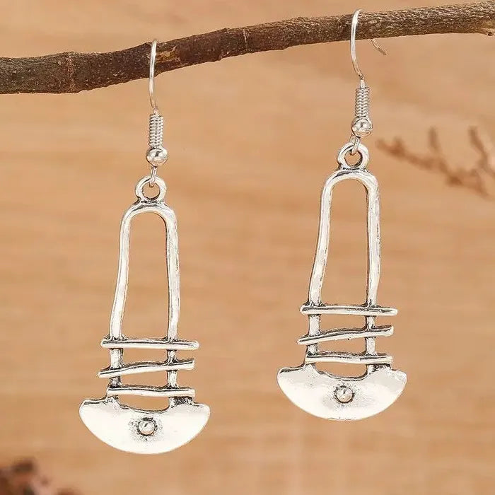 Vintage Ethnic Handmade Zinc Alloy Metal Drop Earrings for Women Punk Jewelry