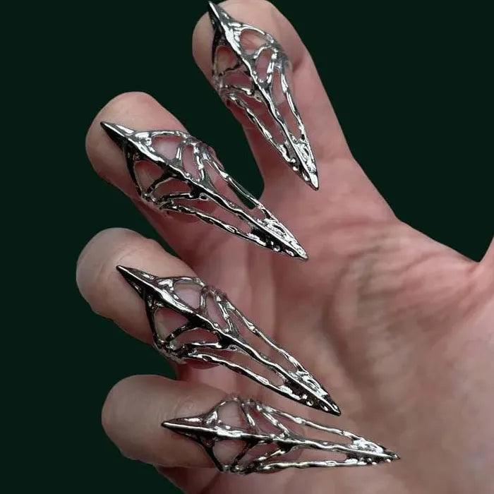 Geometric Metal Mood Tracker Ring Unisex Gothic Skeleton Nail Accessory