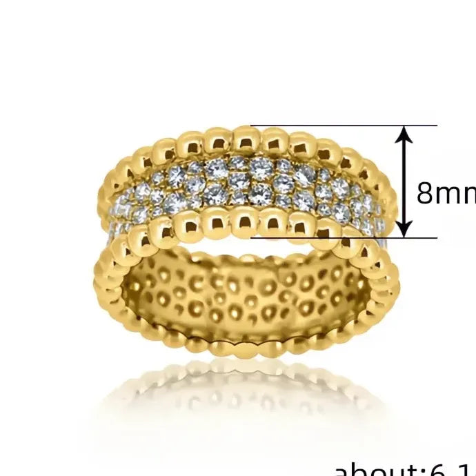 Bling Bling Geometric Brass Promise Rings for Women Wedding Bands with CZ Stones