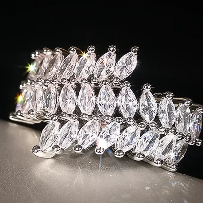 Elegant Women’s Marquise Cubic Zirconia Brass Ring for Engagement Party